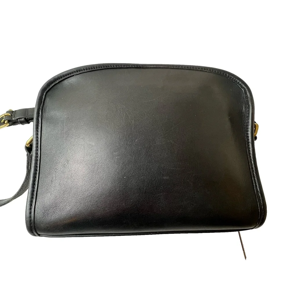 VTG Coach Metropolis Zip Bag 9087 Black Leather Brass Crossbody Y2K